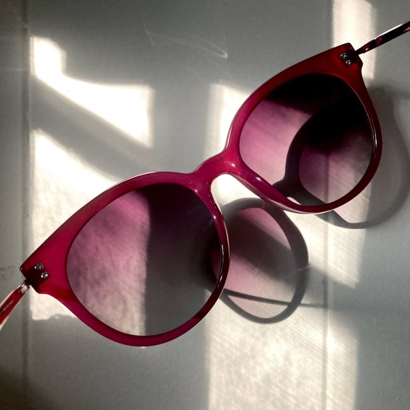 NWOT CAXMAN ROUND CAT-EYE RETRO STYLE HD POLARIZED SUNGLASSES | BURGUNDY/BLACK - Picture 16 of 16